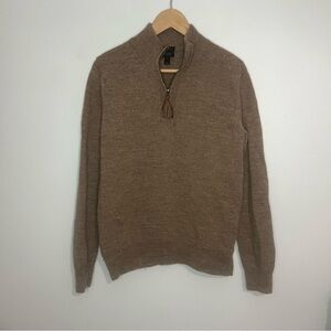 J. Crew Brown 1/4 Zip Wool Sweatshirt Large